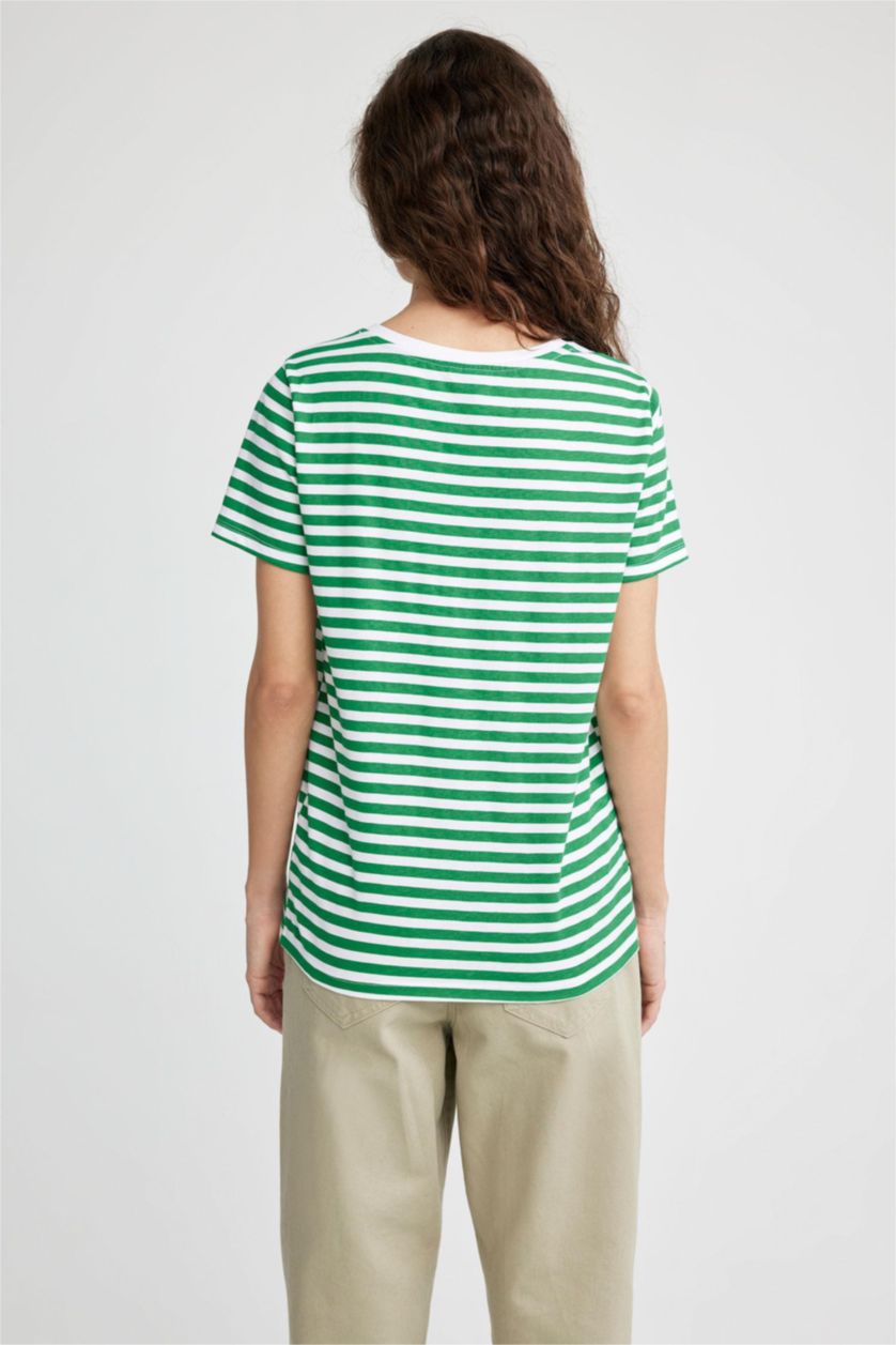 WOMAN Green Regular Fit Short Sleeve T-Shirt