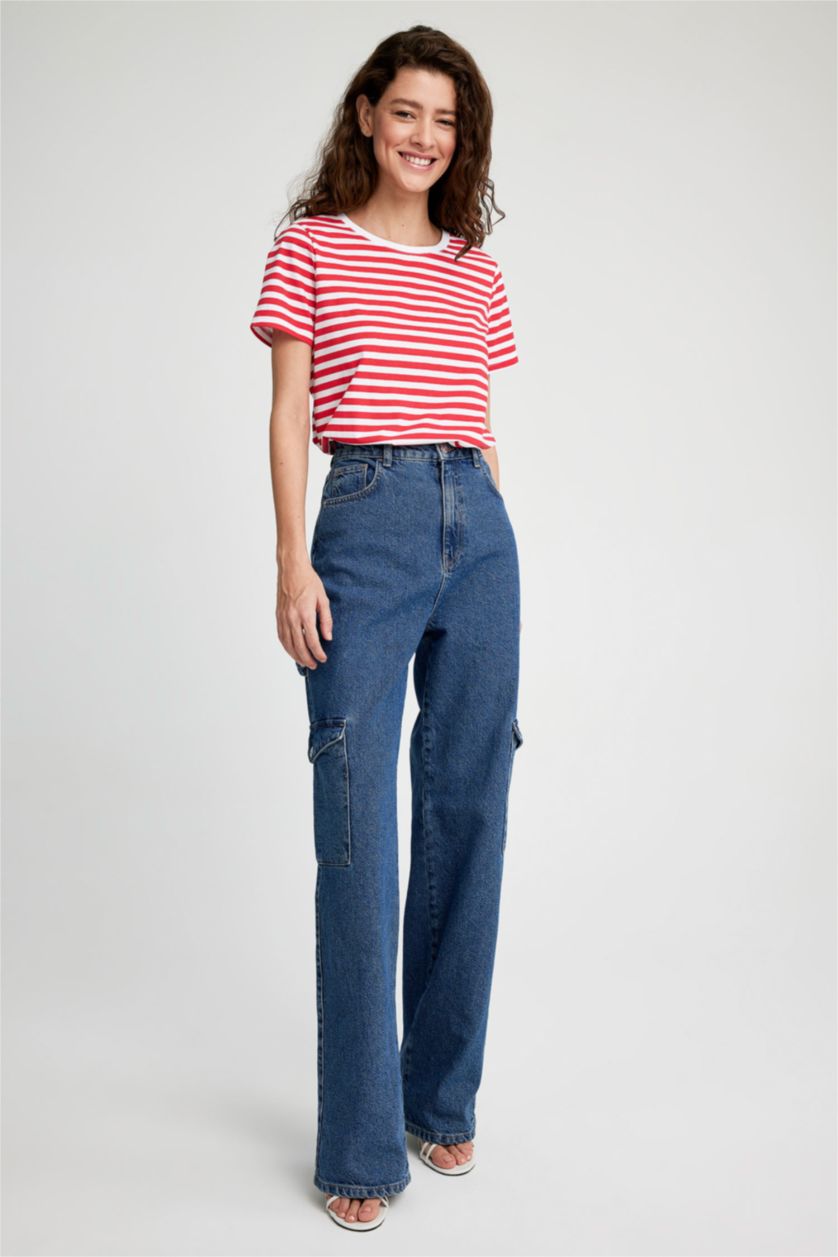 WOMAN Red Regular Fit Crew Neck Short Sleeve T-Shirt