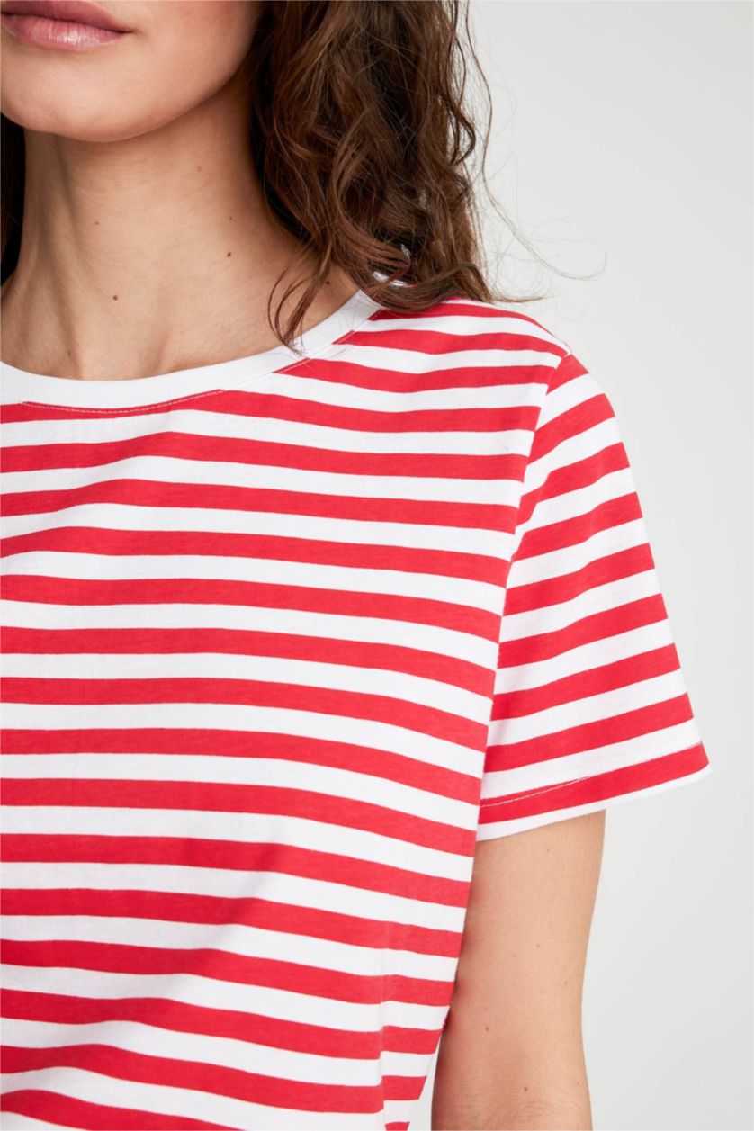 WOMAN Red Regular Fit Crew Neck Short Sleeve T-Shirt