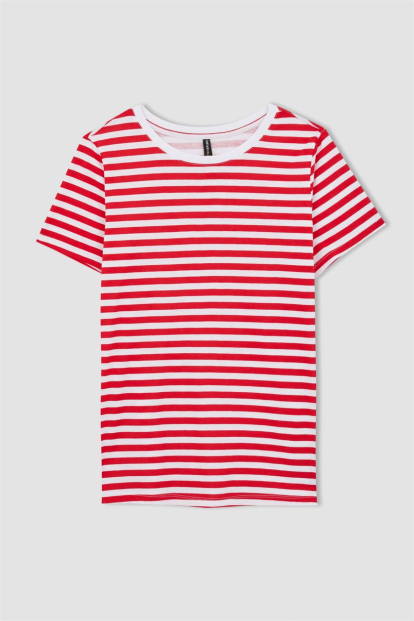 WOMAN Red Regular Fit Crew Neck Short Sleeve T-Shirt