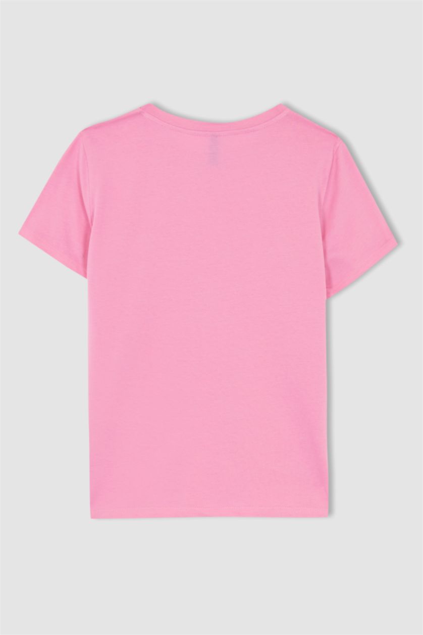 Kadın Pembe Regular Fıt Penye Kısa Kollu Tişört