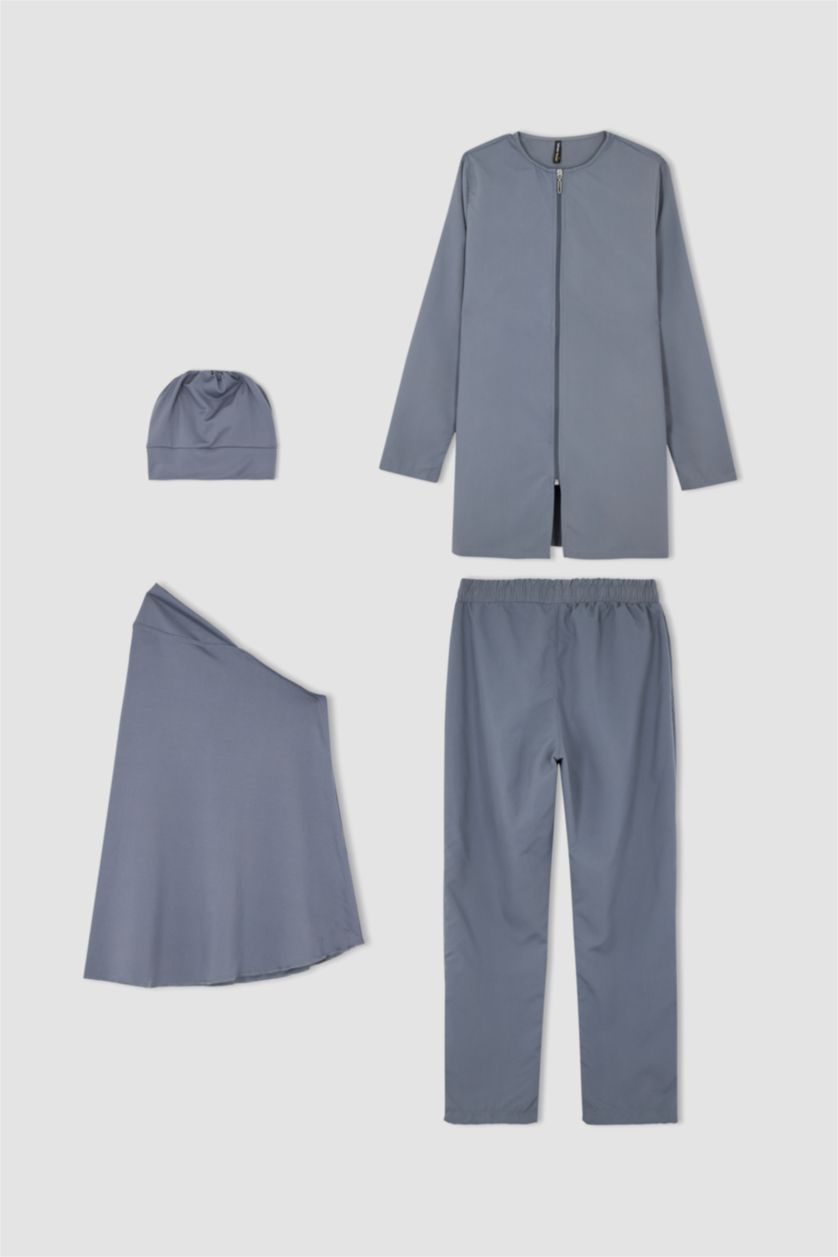 FEMME Gris Clair Lot de 4 burkinis basiques déperlants Regular Fit