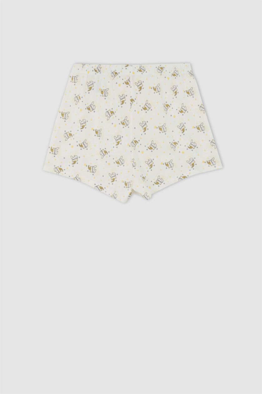 Kadın Ekru Fall in Love Regular Fit Bisiklet Yaka Kedi Baskılı Pamuklu Pijama Takım