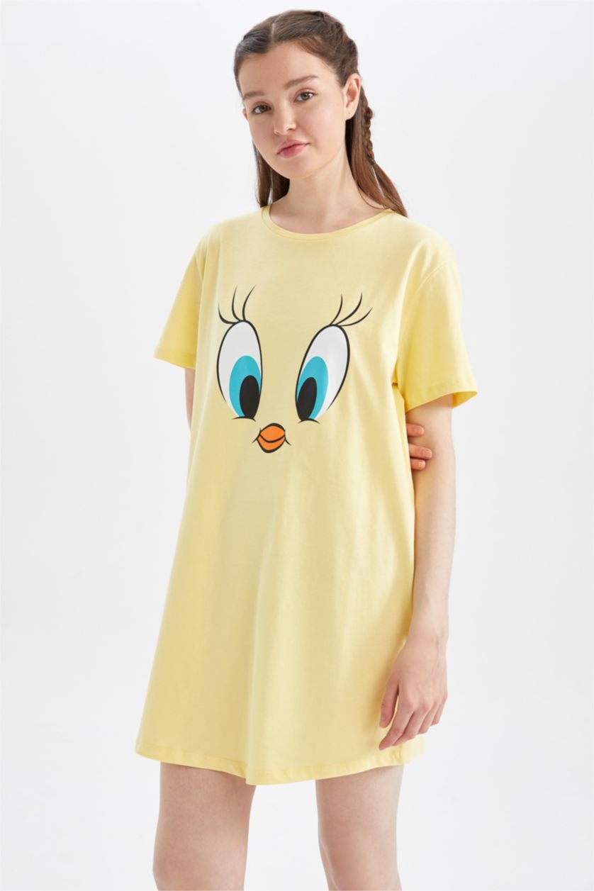 WOMAN Yellow Cotton Knitted Dress