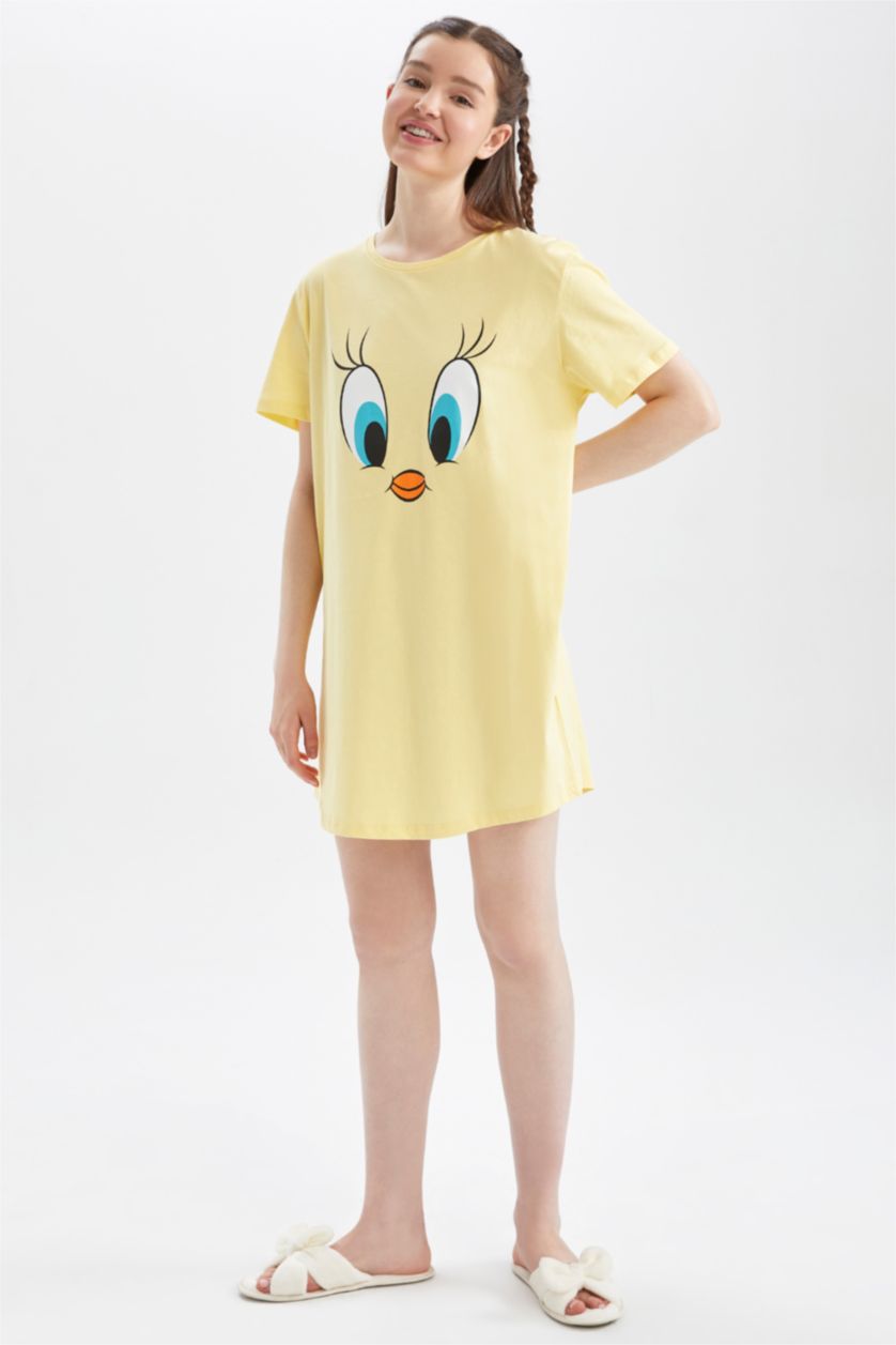 WOMAN Yellow Cotton Knitted Dress