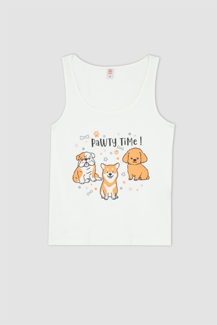 WOMAN Light Blue Regular Fit Printed Pyjama Set