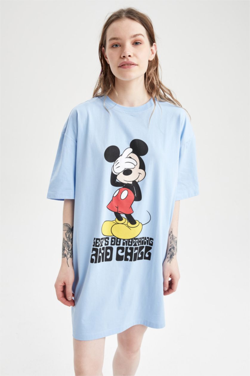 Kadın Mavi Penye Mini Elbise