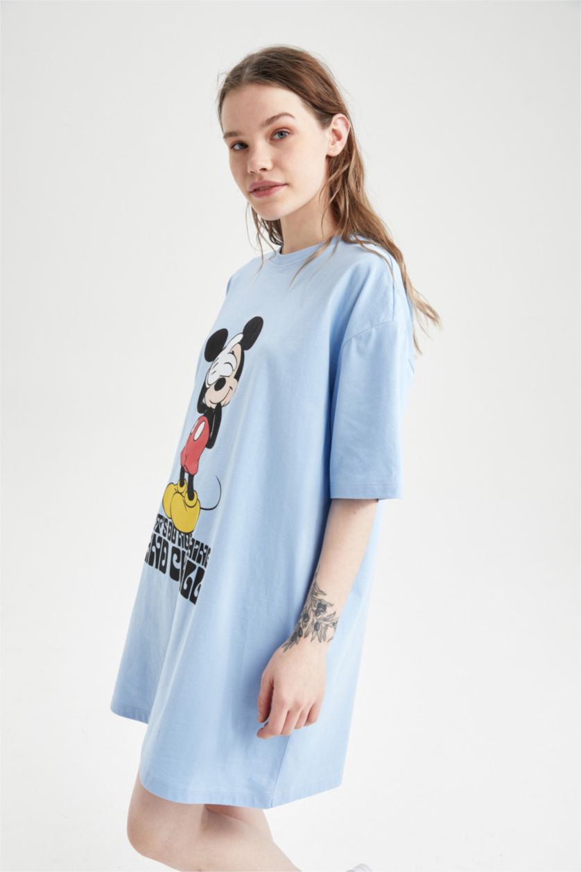 Kadın Mavi Penye Mini Elbise