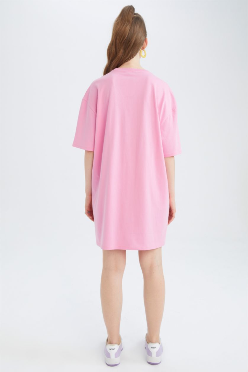 FEMME Rose Robe En Maille À Manches Courtes Très court Col arrondi Looney Tunes