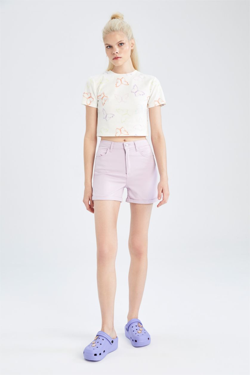 Woman Lilac Skinny Fit Gabardine