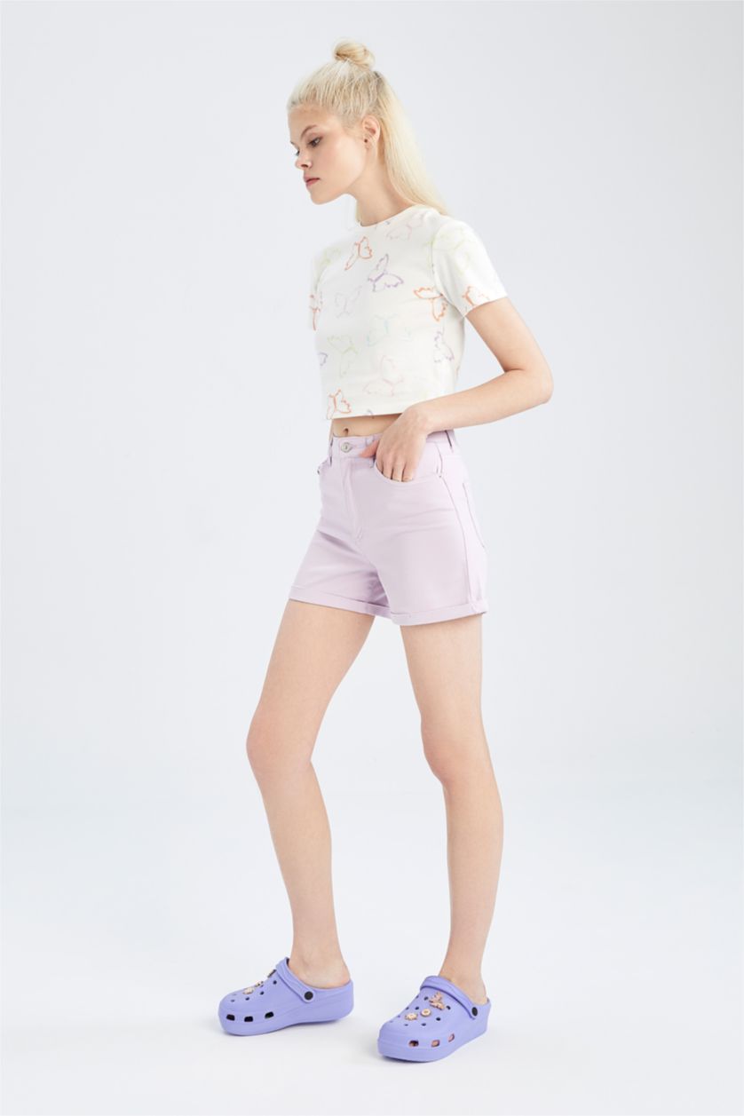 Woman Lilac Skinny Fit Gabardine