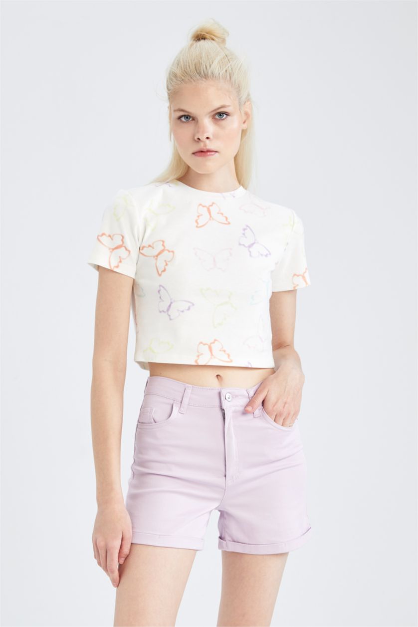 Woman Lilac Skinny Fit Gabardine