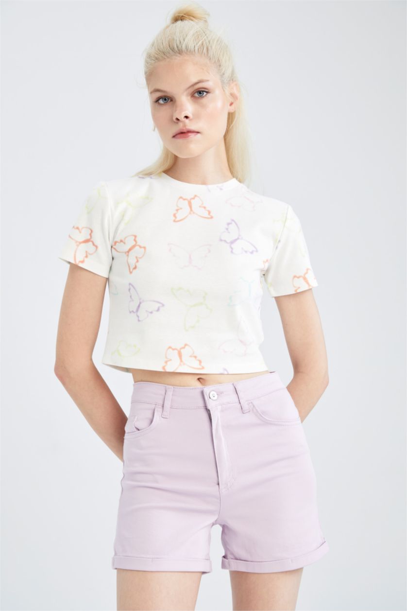 Woman Lilac Skinny Fit Gabardine