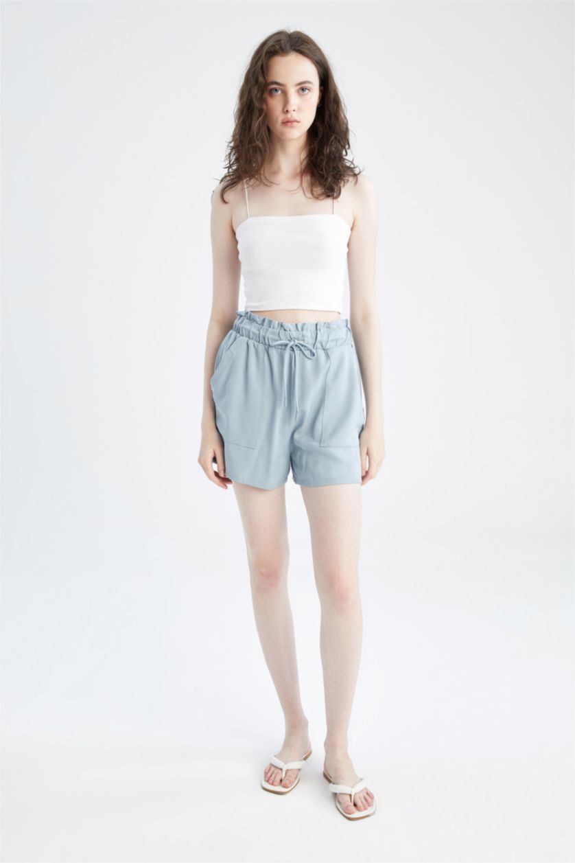 Жіночий Голубрій Шорти стандартного крою з кишенями з віскози для жінок