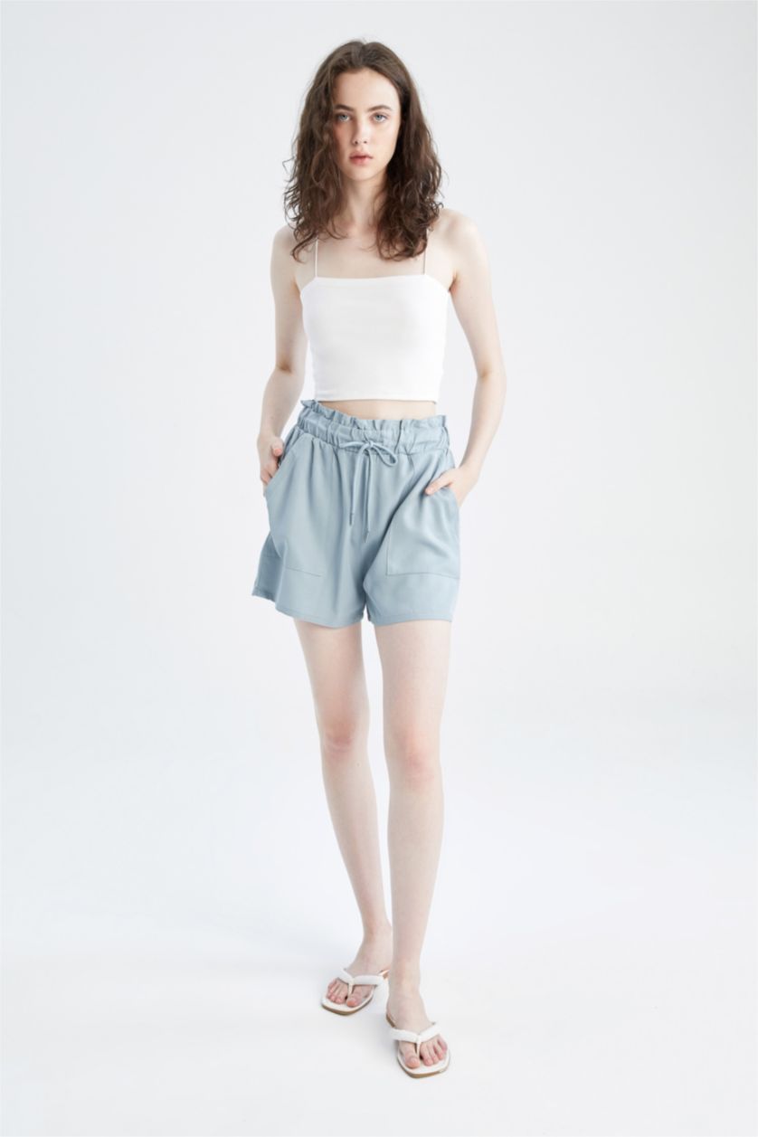 Жіночий Голубрій Шорти стандартного крою з кишенями з віскози для жінок