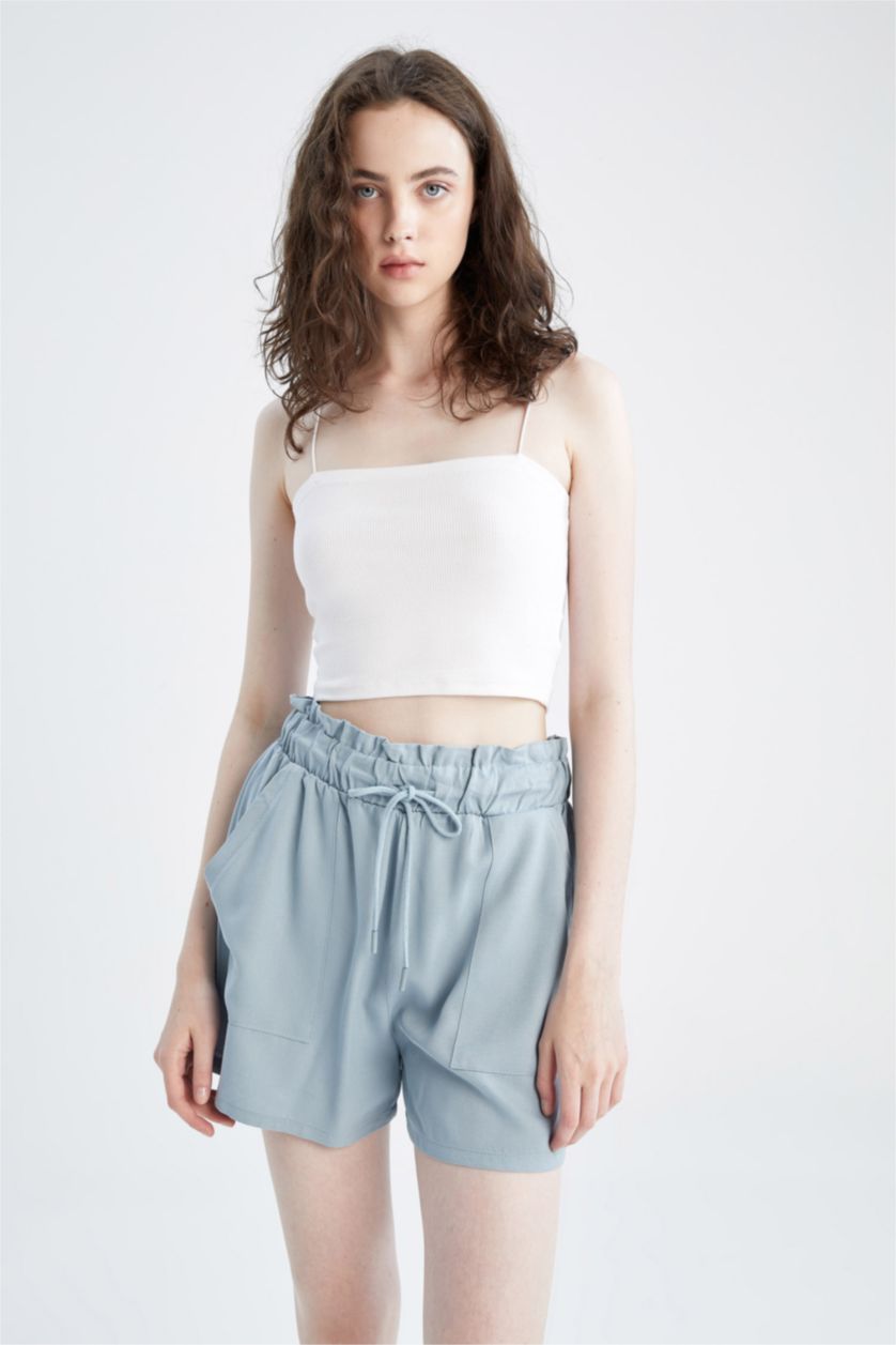 Жіночий Голубрій Шорти стандартного крою з кишенями з віскози для жінок