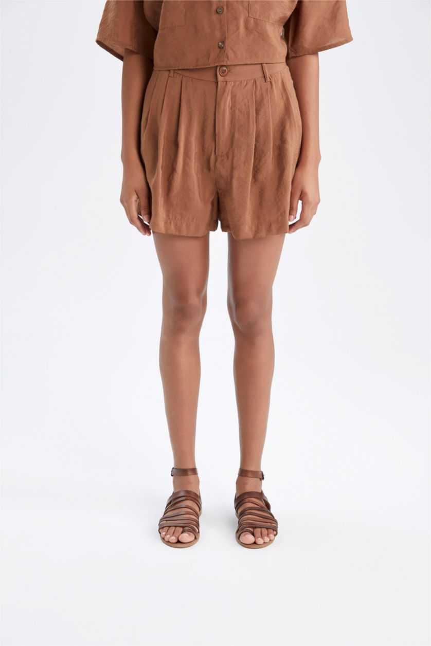 WOMAN Light Brown Regular Fit modal Normal Waist Shorts