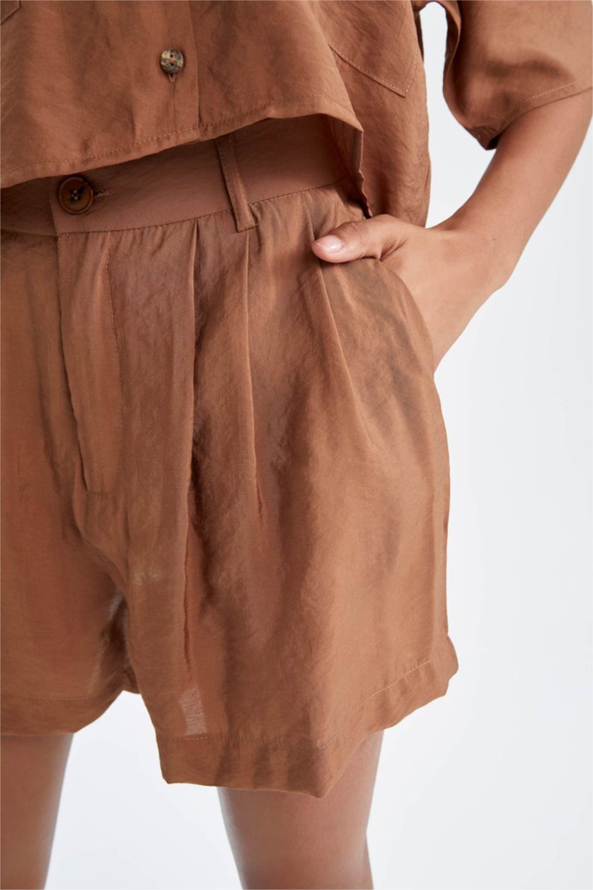 WOMAN Light Brown Regular Fit modal Normal Waist Shorts