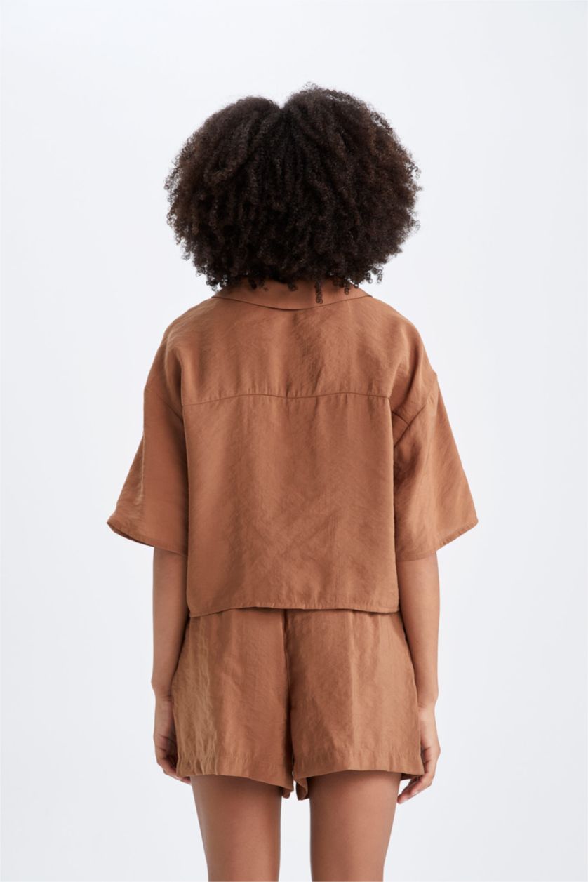 WOMAN Light Brown Regular Fit modal Normal Waist Shorts