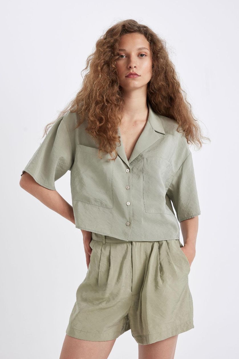 Kadın Açık Yeşil Regular Fıt Normal Bel Kısa Paça Modal Şort