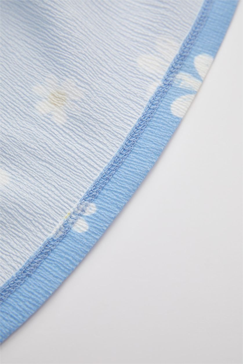 Малыши девочки Светло-синий Платье из трикотажа с цветочным принтом с коротким рукавом для малышей девочек