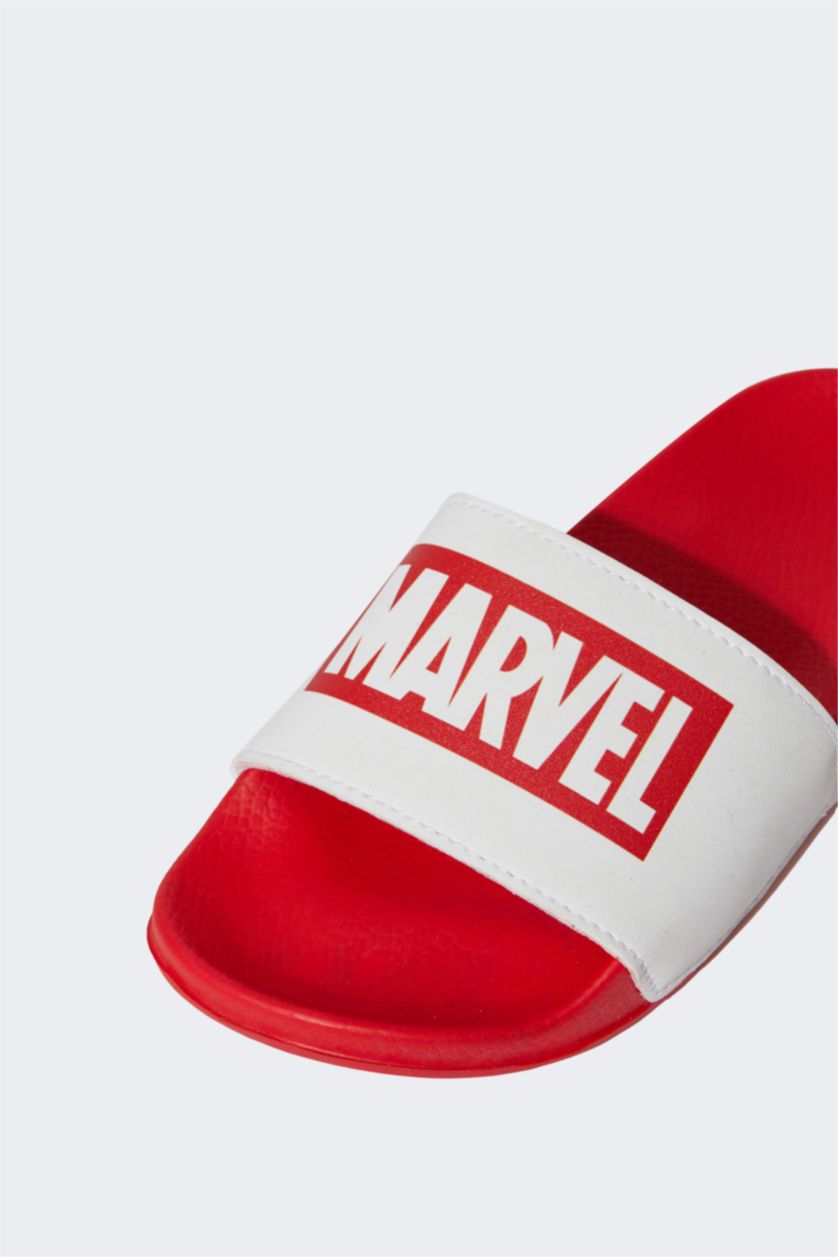 GARÇONS Blanc sandales PU Semelle Plate Marvel-Logo (Fournisseur)