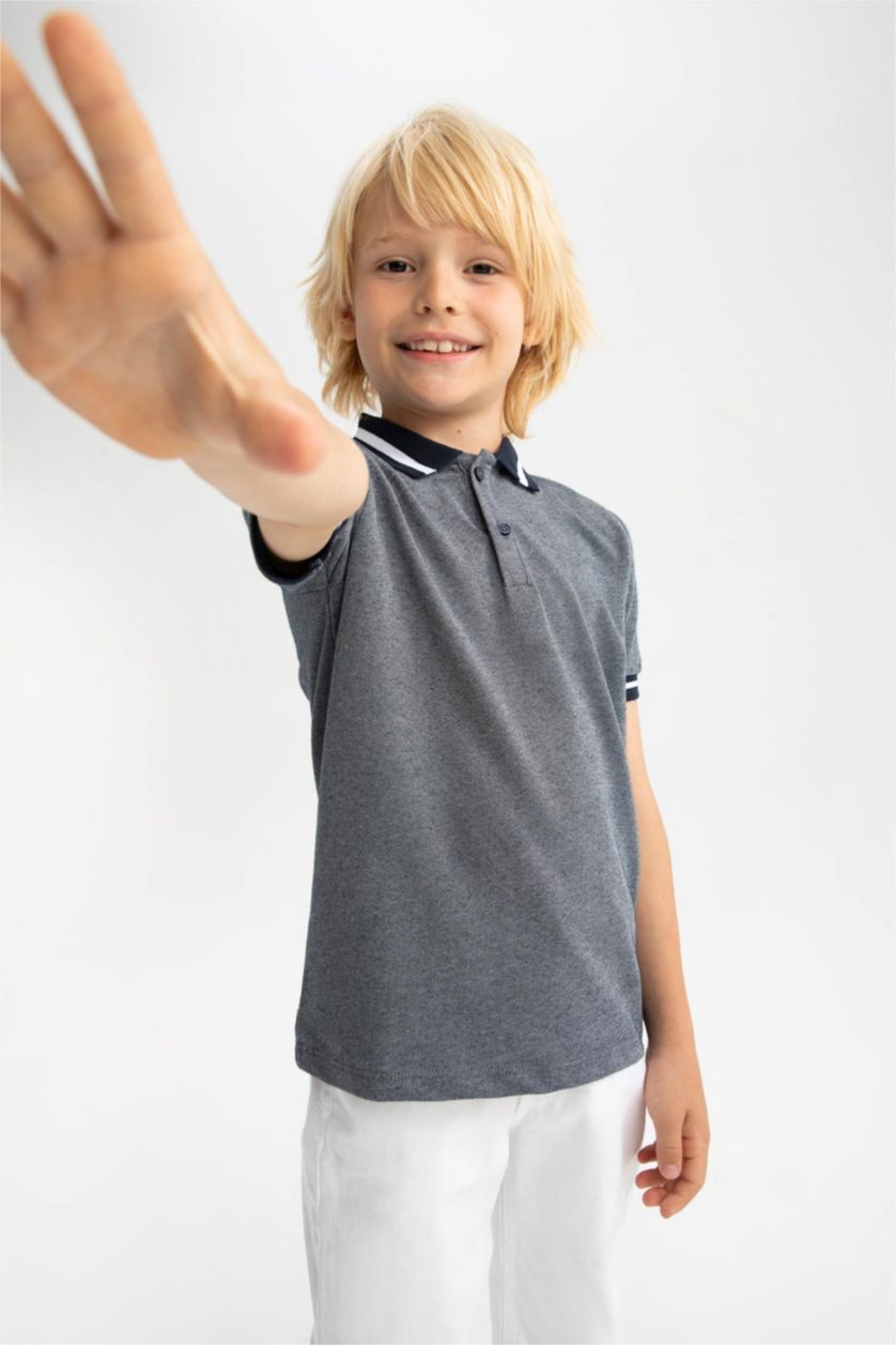 BOYS & TEENS NAVY Boy Regular Fit Short Sleeve Stripe Detail T-Shirt