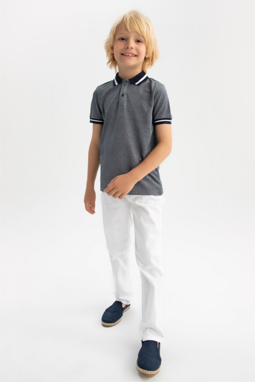 BOYS & TEENS NAVY Boy Regular Fit Short Sleeve Stripe Detail T-Shirt
