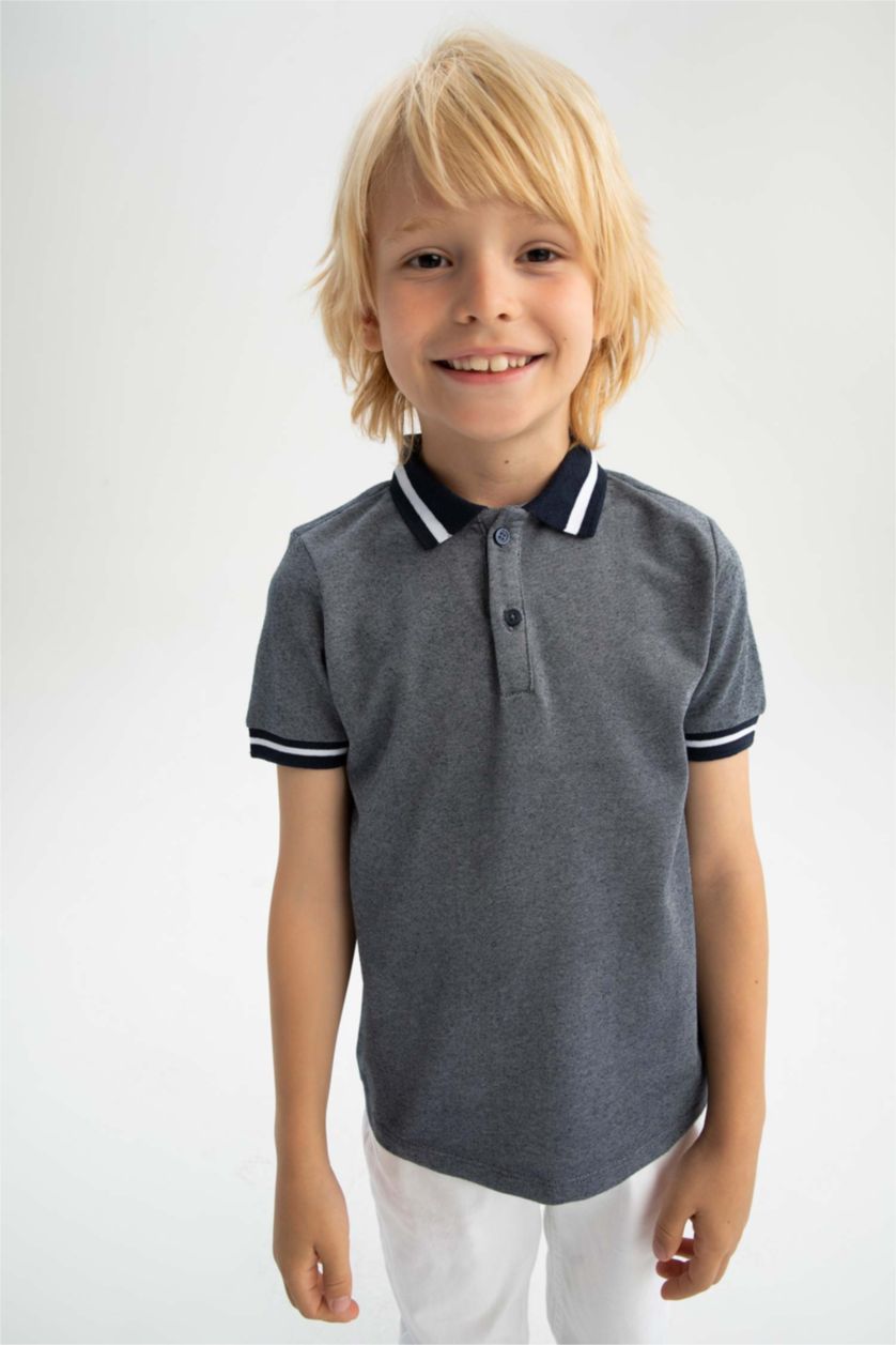 BOYS & TEENS NAVY Boy Regular Fit Short Sleeve Stripe Detail T-Shirt