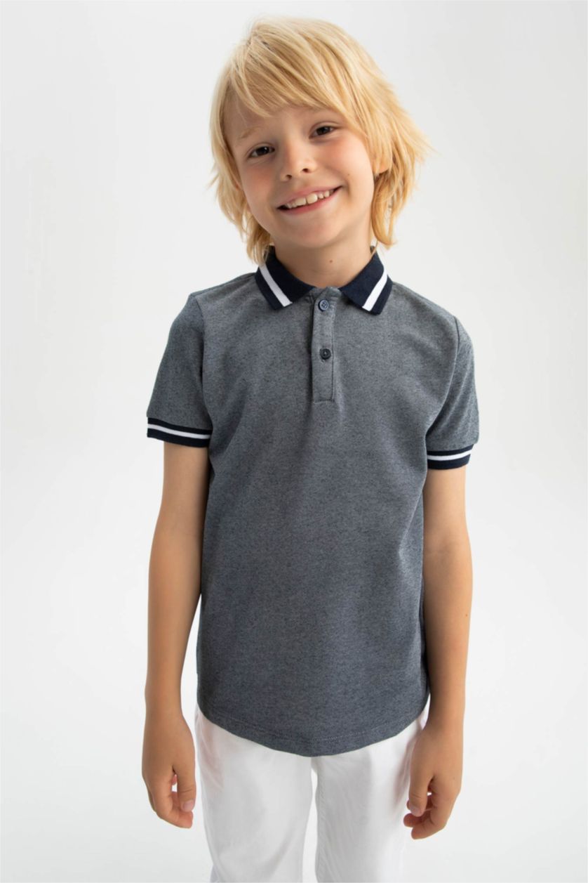 BOYS & TEENS NAVY Boy Regular Fit Short Sleeve Stripe Detail T-Shirt