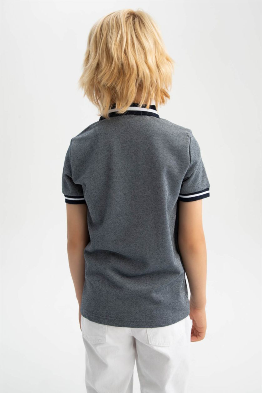 BOYS & TEENS NAVY Boy Regular Fit Short Sleeve Stripe Detail T-Shirt