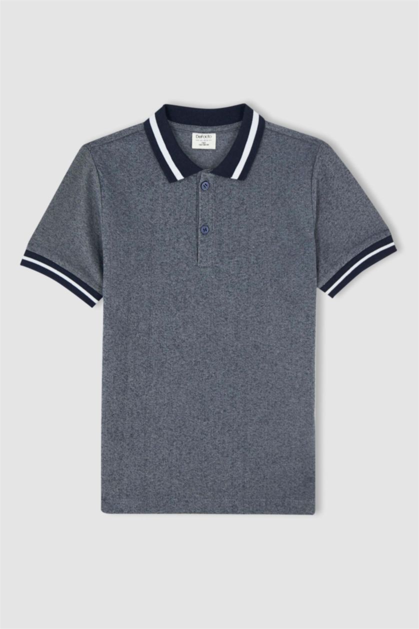 BOYS & TEENS NAVY Boy Regular Fit Short Sleeve Stripe Detail T-Shirt