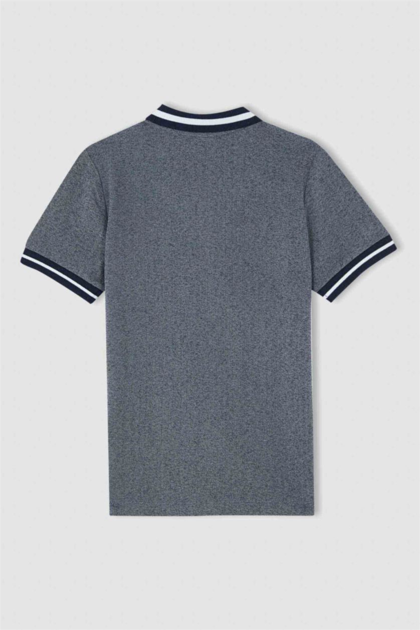 BOYS & TEENS NAVY Boy Regular Fit Short Sleeve Stripe Detail T-Shirt