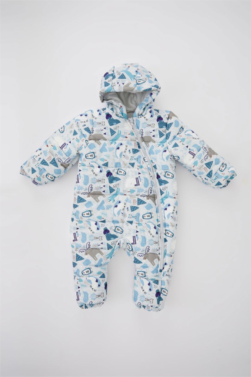 Erkek Bebek Açık Gri Erkek Bebek Su İtici Penye Astarlı Astronot Mont