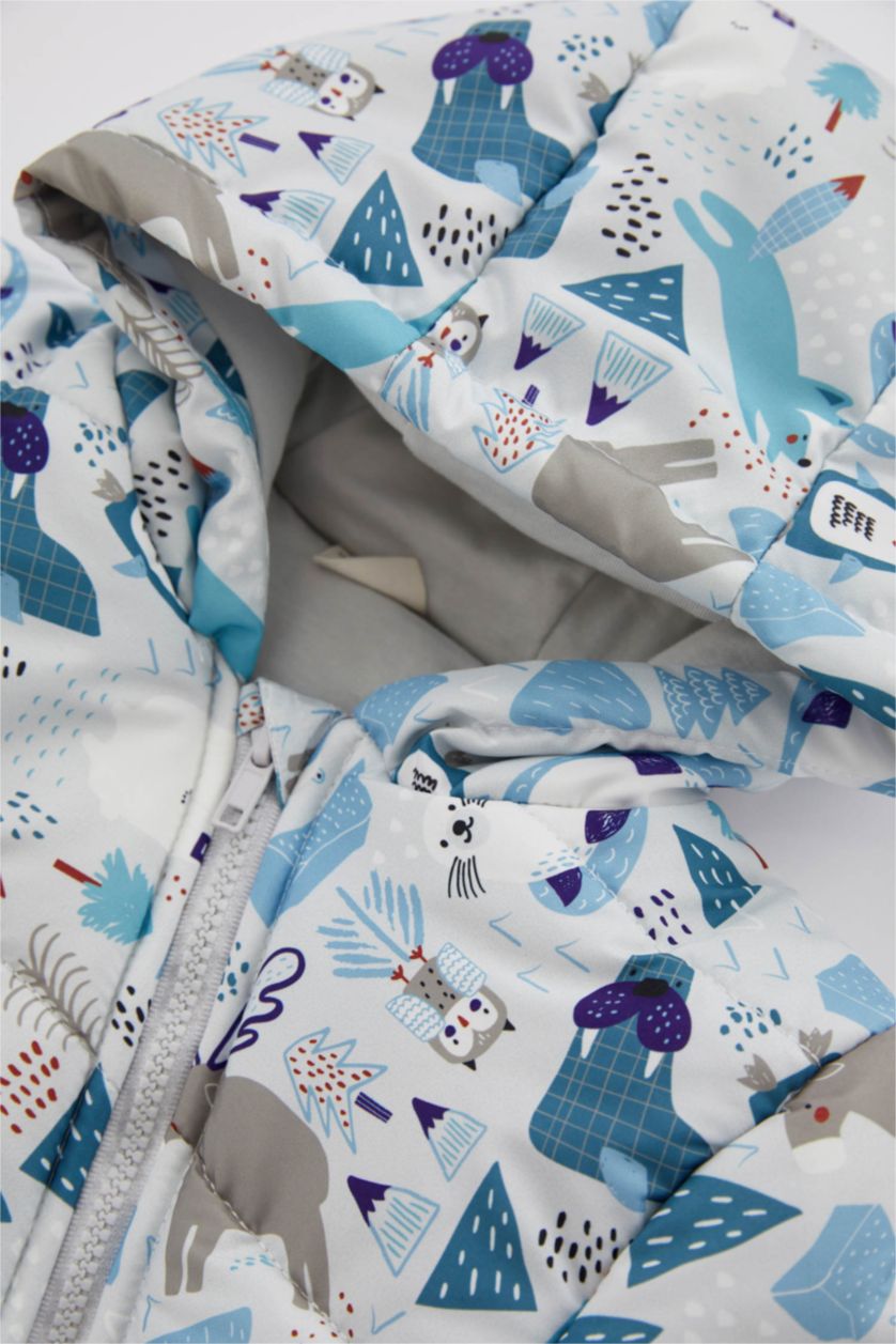 Erkek Bebek Açık Gri Erkek Bebek Su İtici Penye Astarlı Astronot Mont