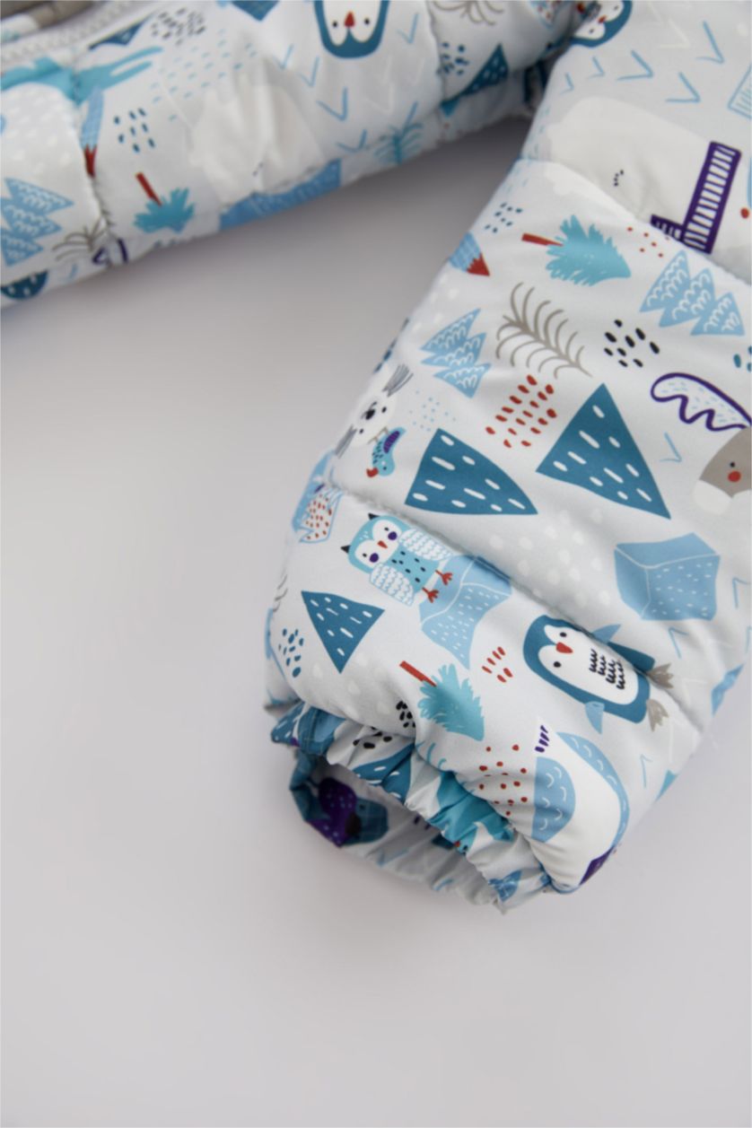 Erkek Bebek Açık Gri Erkek Bebek Su İtici Penye Astarlı Astronot Mont