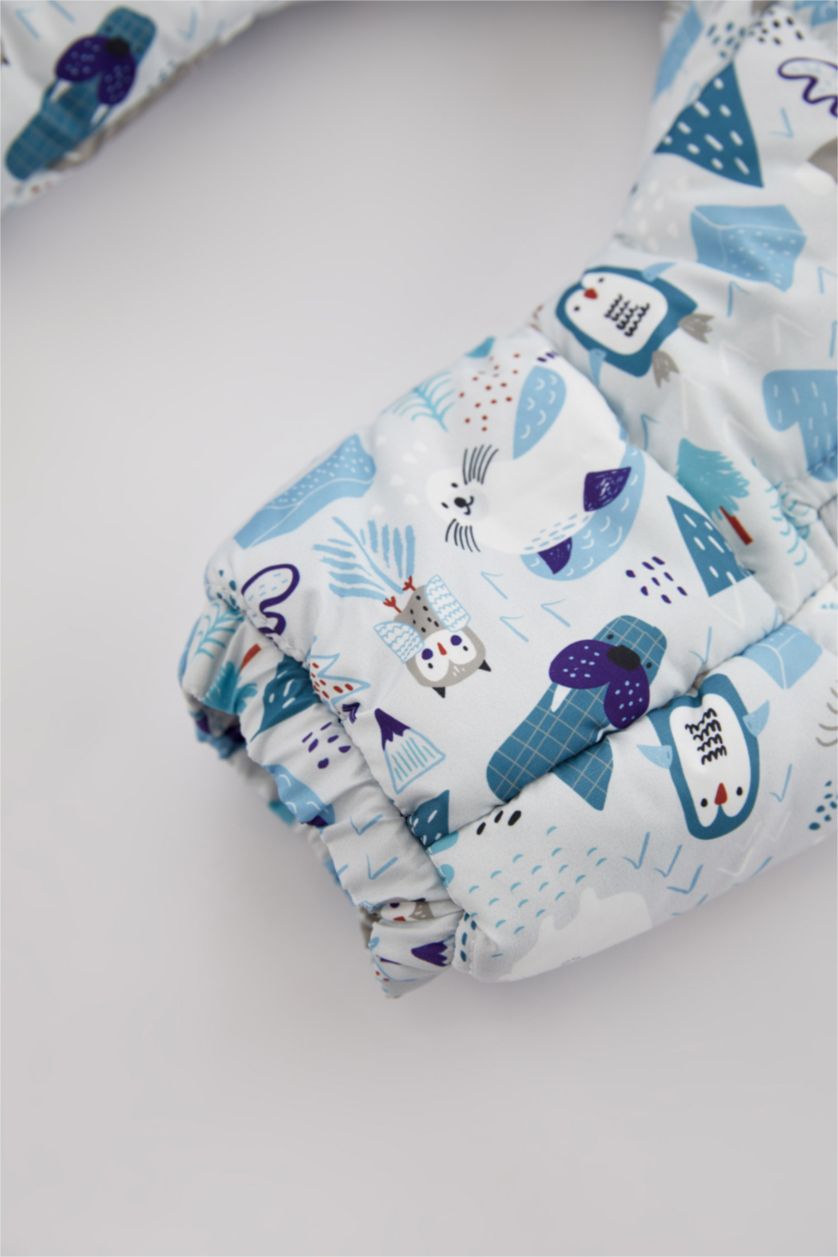 Erkek Bebek Açık Gri Erkek Bebek Su İtici Penye Astarlı Astronot Mont