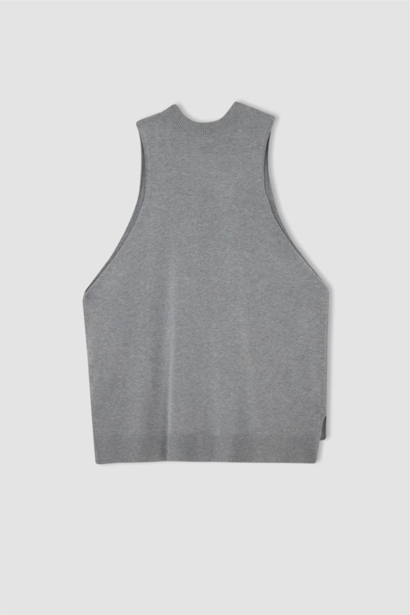 WOMAN Grey Melange Oversize Fit V-Neck