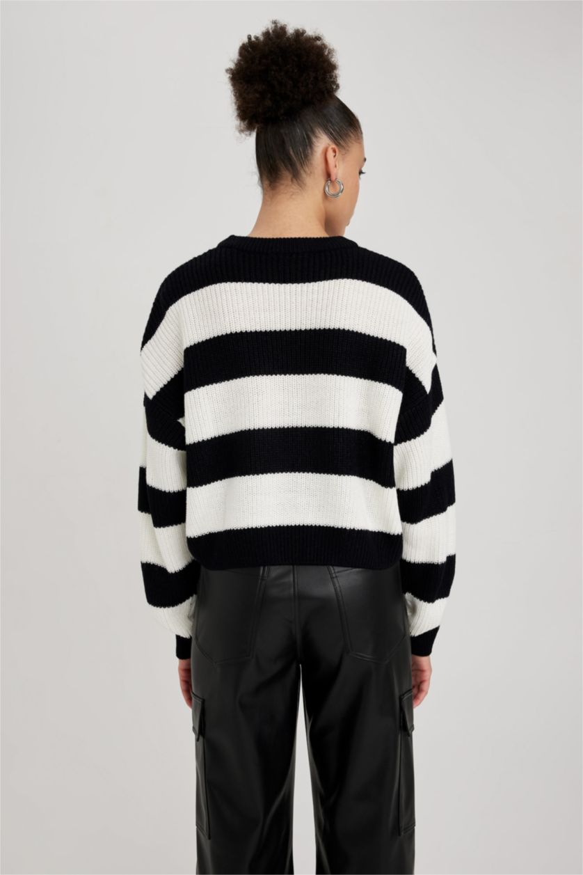 FEMME Noir Pull-Over Tricot Coupe Oversize Col Rond