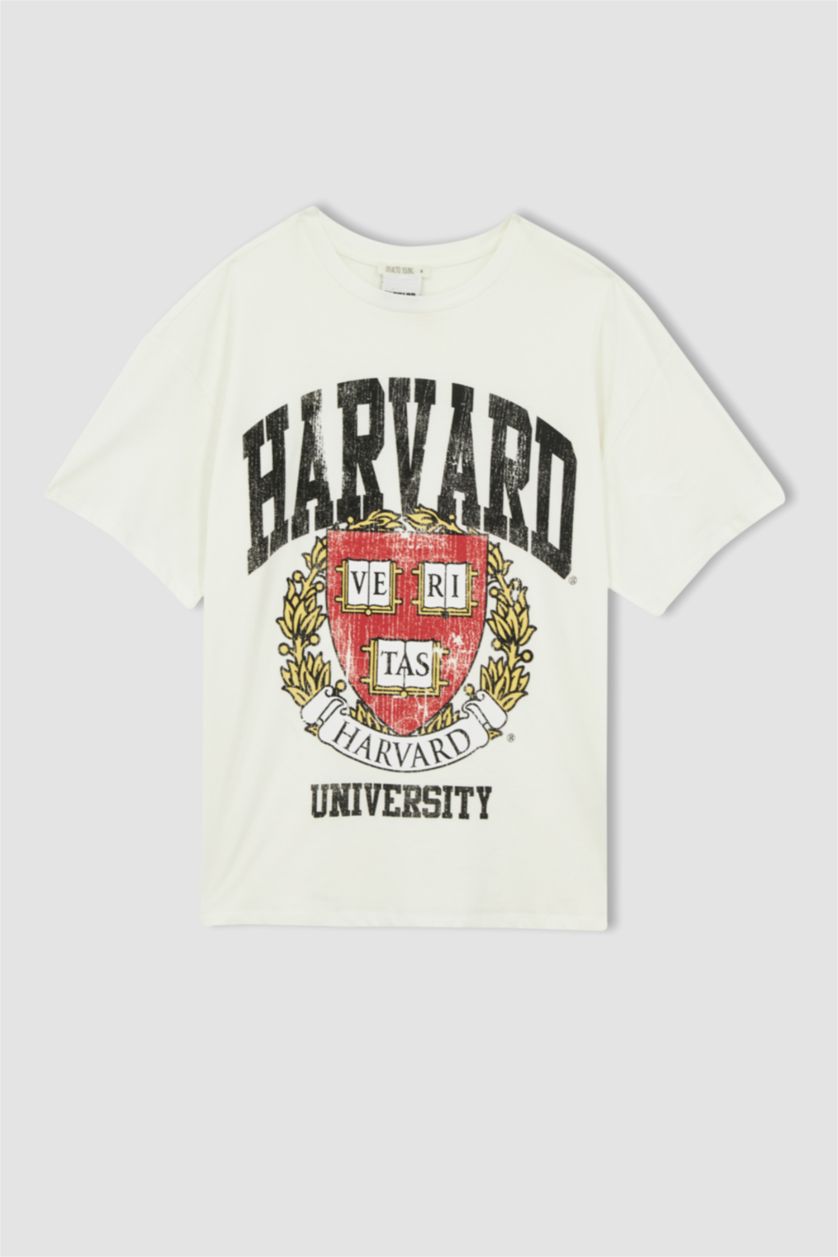 Kadın Kırık Beyaz Oversıze Kısa Kollu Tişört