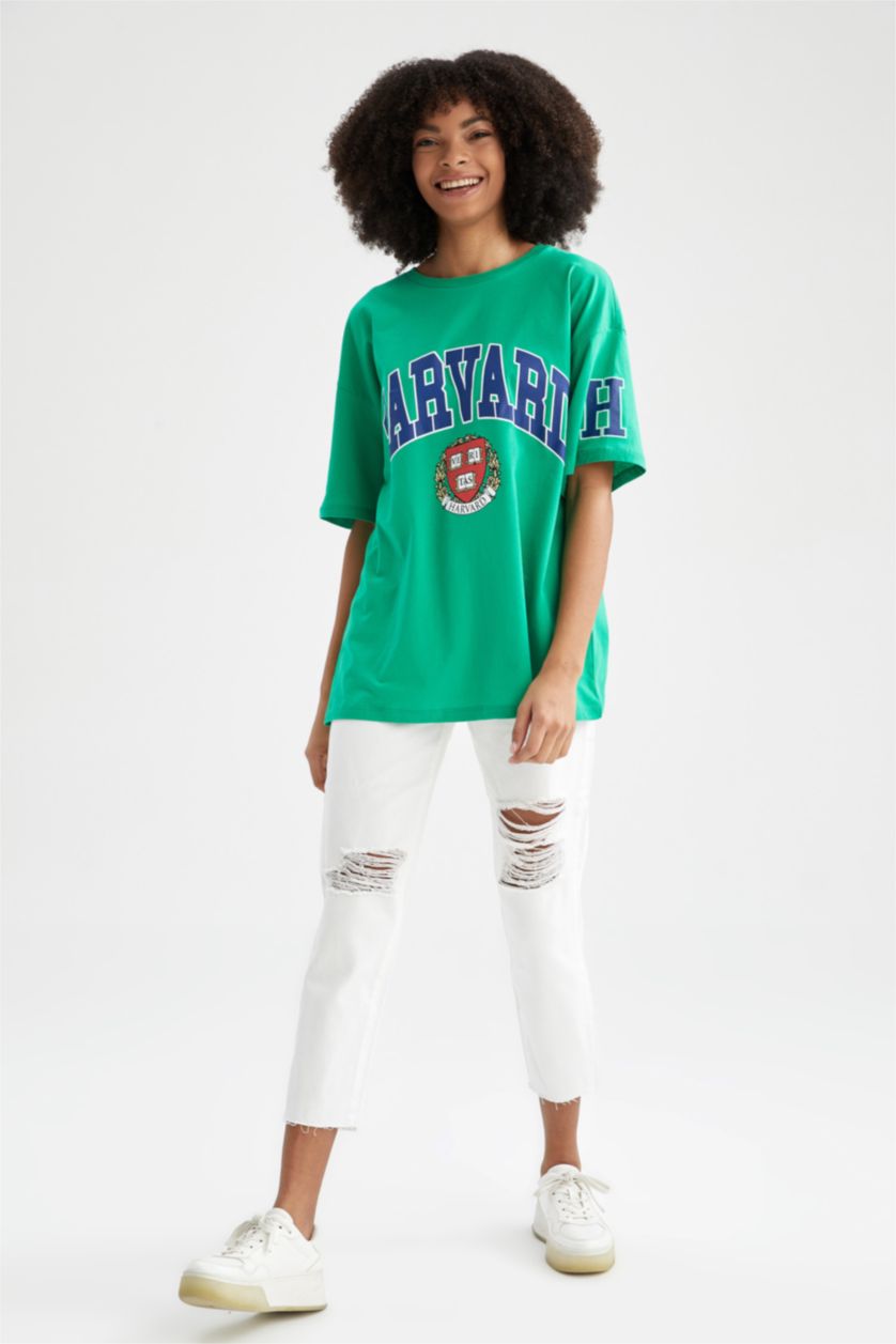 WOMAN Mint Oversized Short Sleeve Yale University Printed T-Shirt