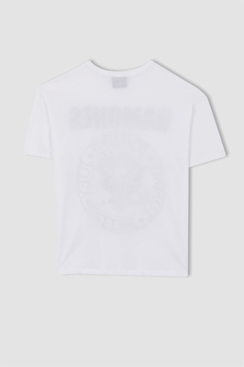 FEMME Blanc T-Shirt À Manches Courtes Oversıze Fıt Imprimé Col Ras Du Cou Real Madrid Adults