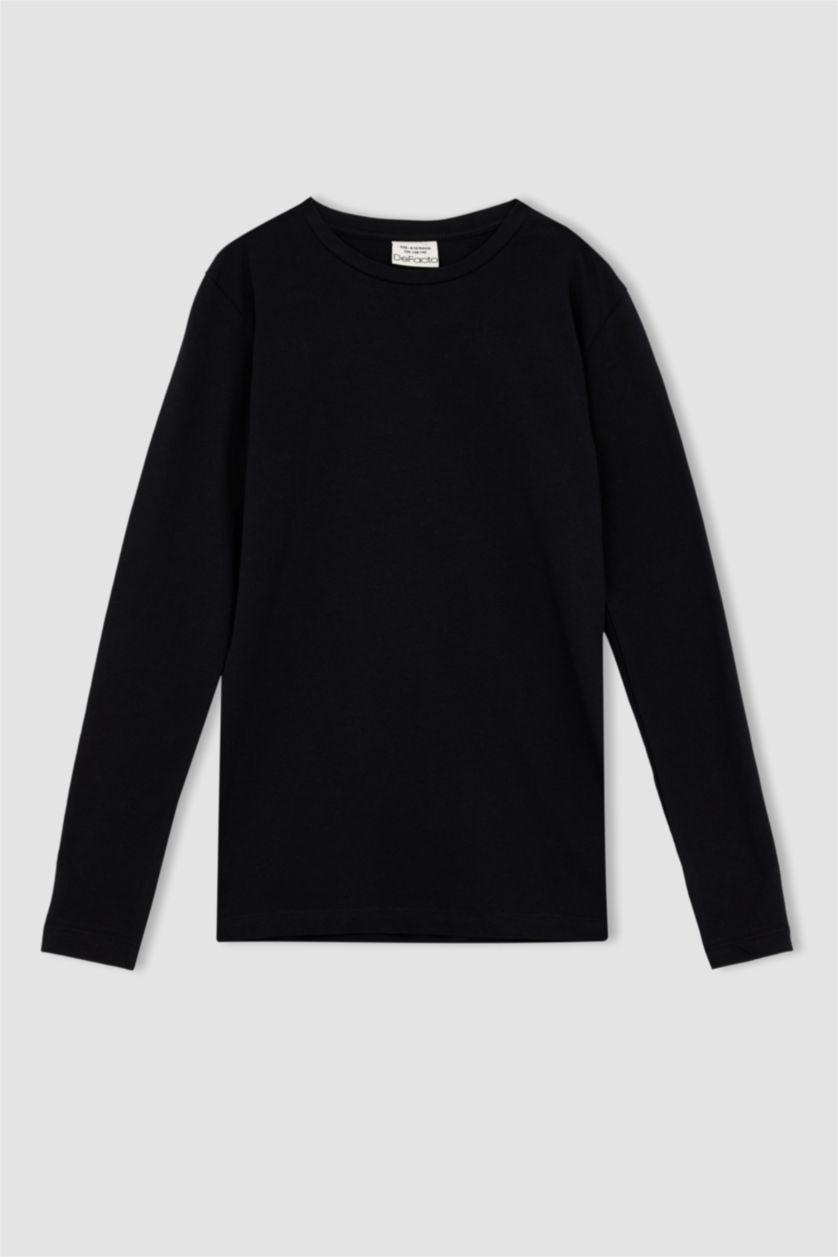 أولادي أبيض تيشيرت اولادي كم طويل برقبة دائرية ممشط - قطعتين