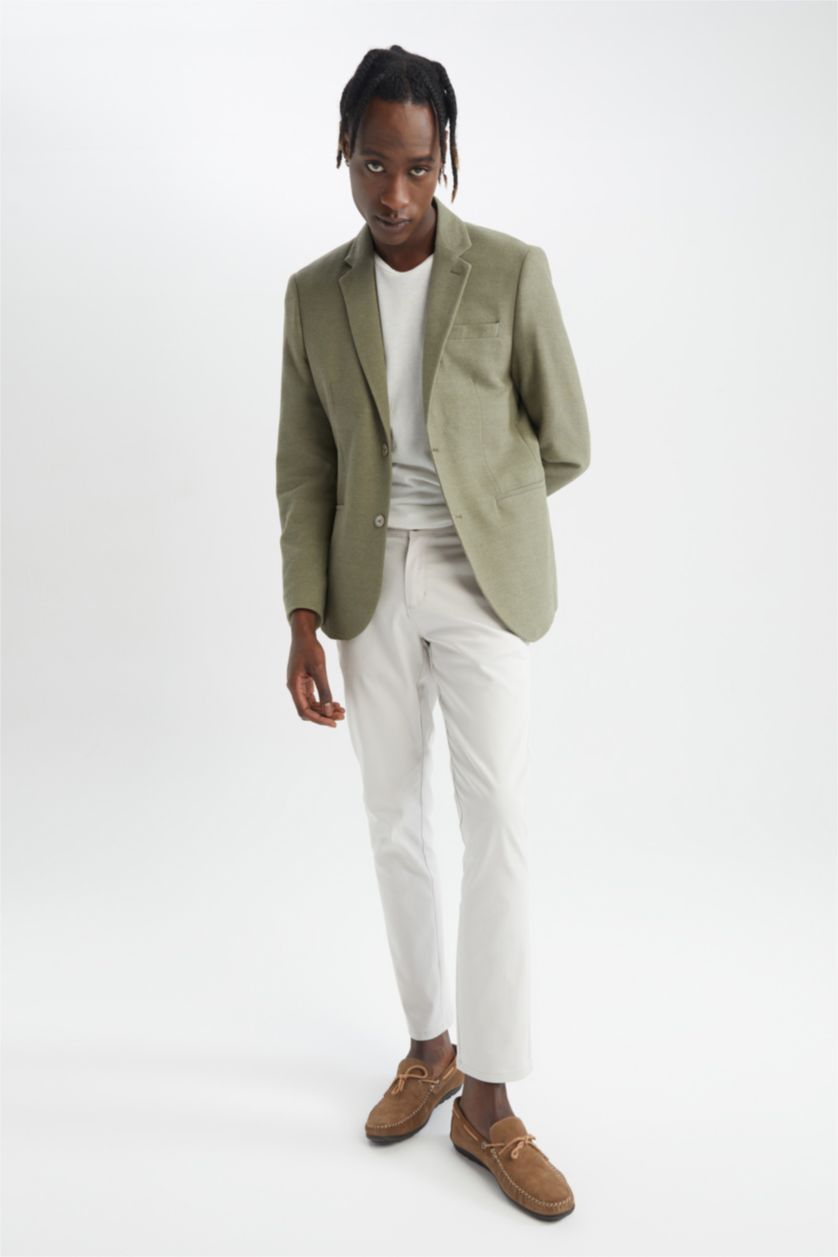 Erkek Açık Yeşil Slım Fıt Blazer Ceket