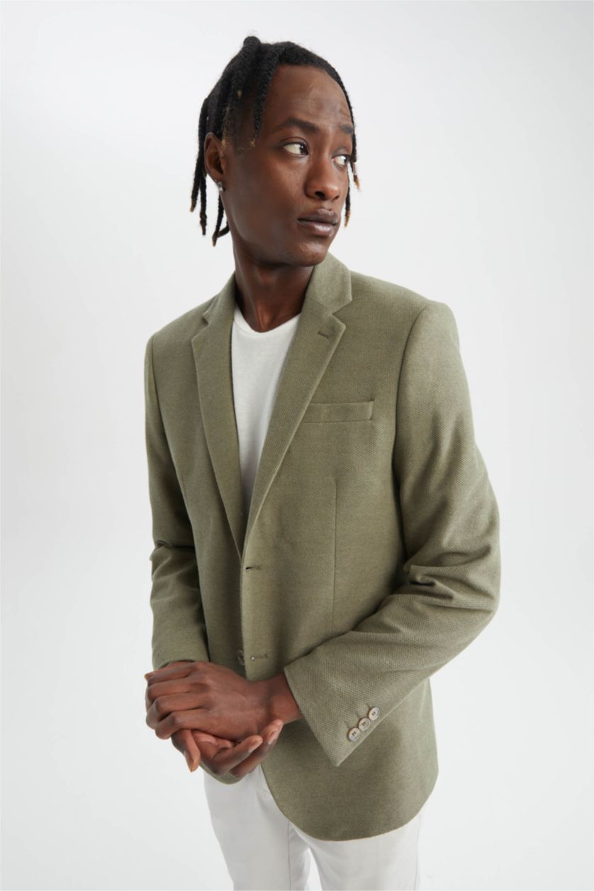 Erkek Açık Yeşil Slım Fıt Blazer Ceket