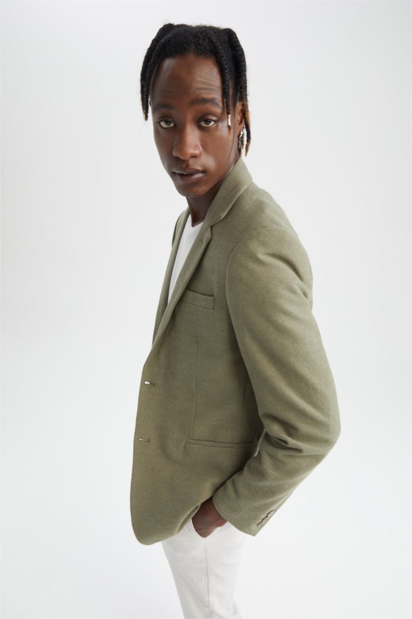 Erkek Açık Yeşil Slım Fıt Blazer Ceket