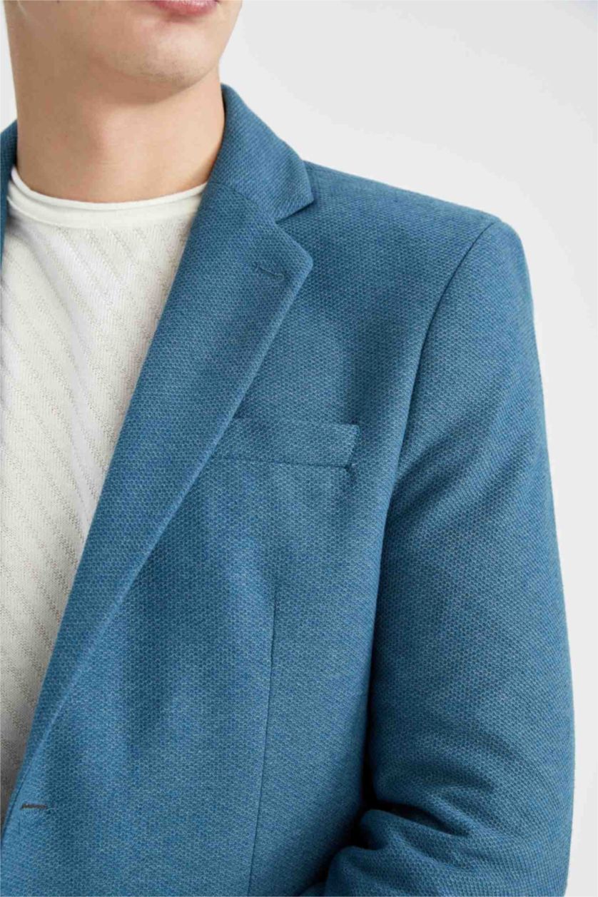 Erkek İndigo Slım Fıt Blazer Ceket