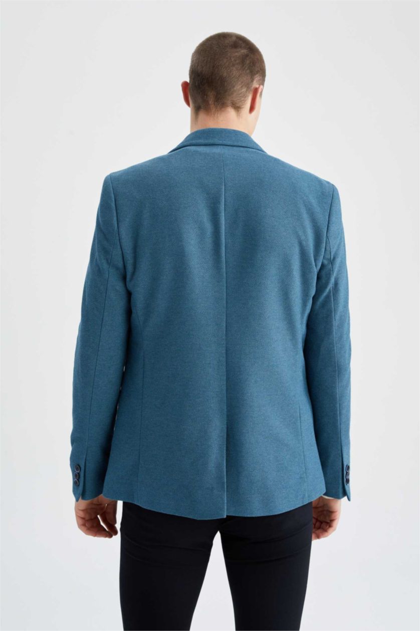 Erkek İndigo Slım Fıt Blazer Ceket