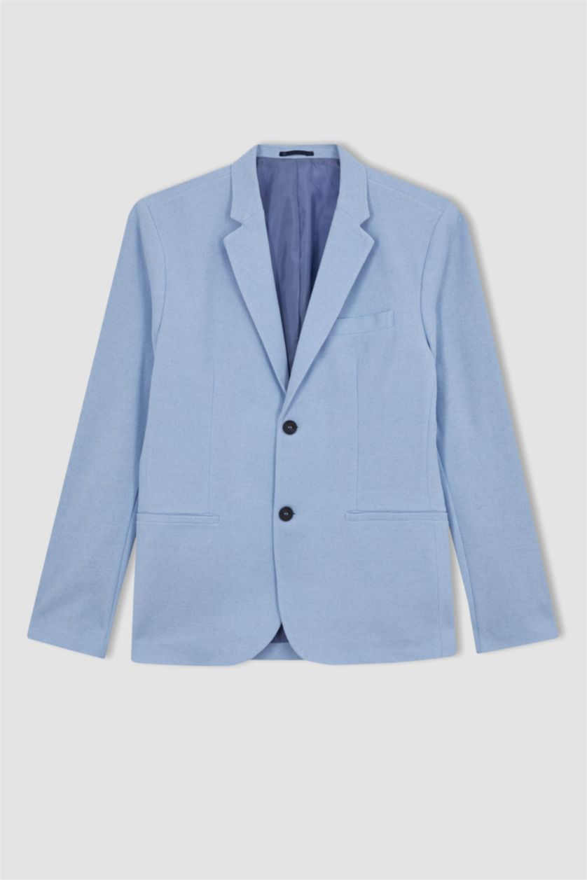 MAN Light Blue Slim Fit Lined Blazer