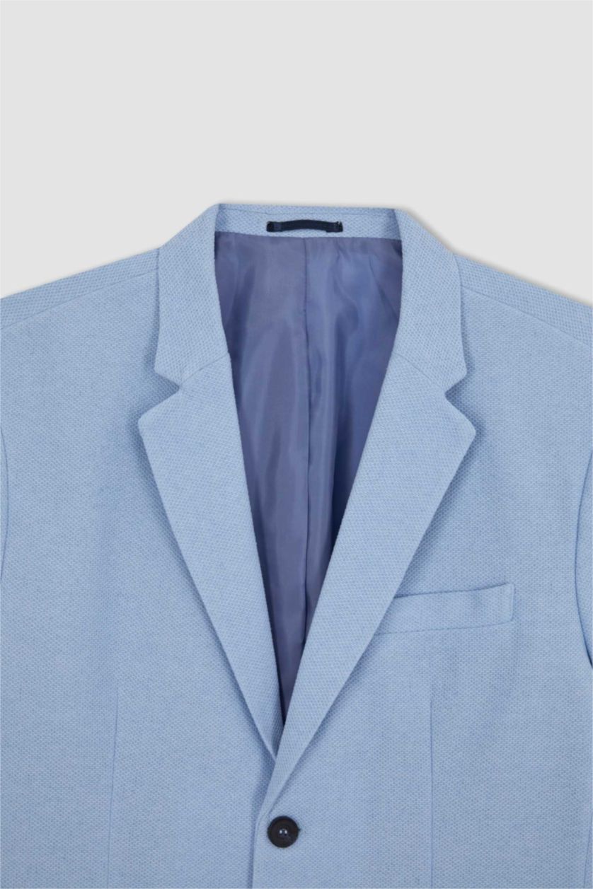 MAN Light Blue Slim Fit Lined Blazer